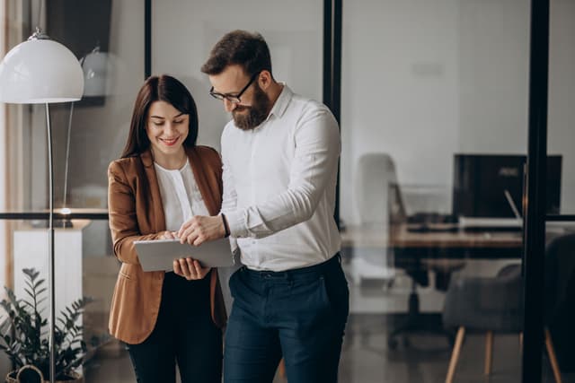Two business partners working in the office
